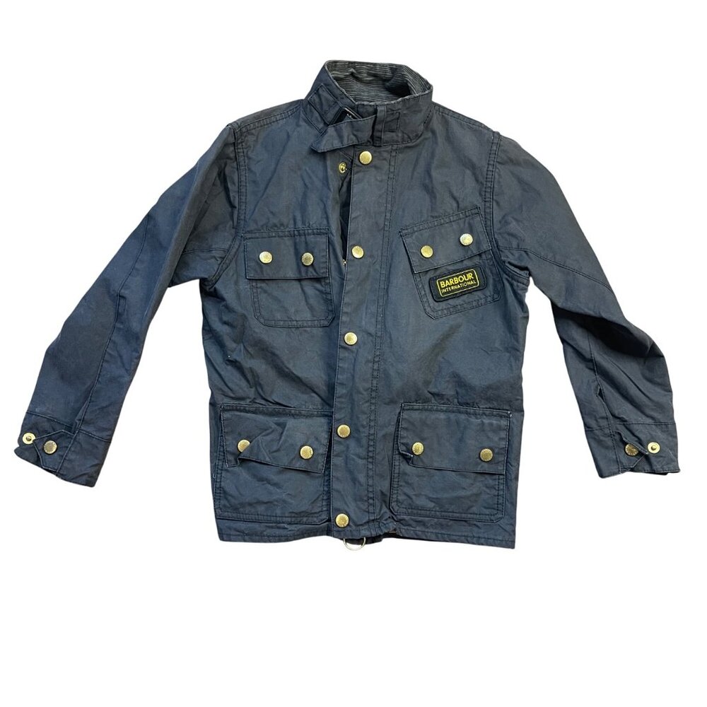 Barbour International Original Waxed‎ Jacket Unisex Kids Size Small (6-7)  Black